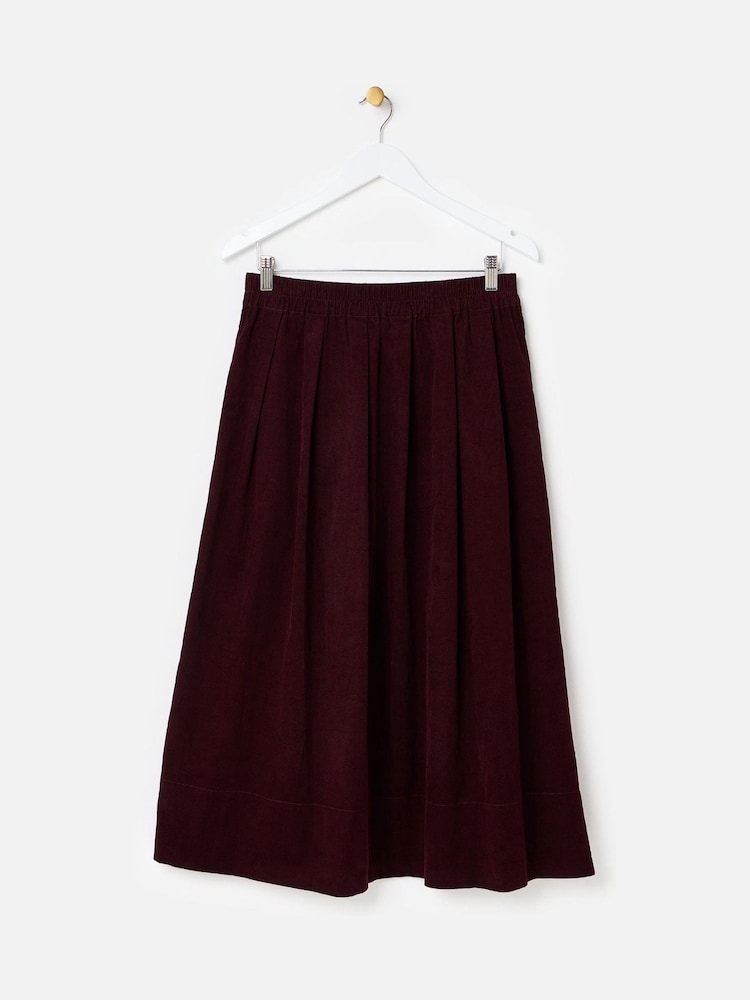 Oliver Bonas Red Corduroy Elasticated Waist Midi Skirt - Image 2 of 5