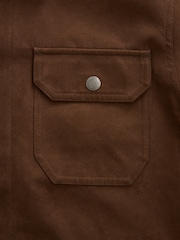 Brown Faux Suede Collared Trucker Jacket - Image 11 of 11