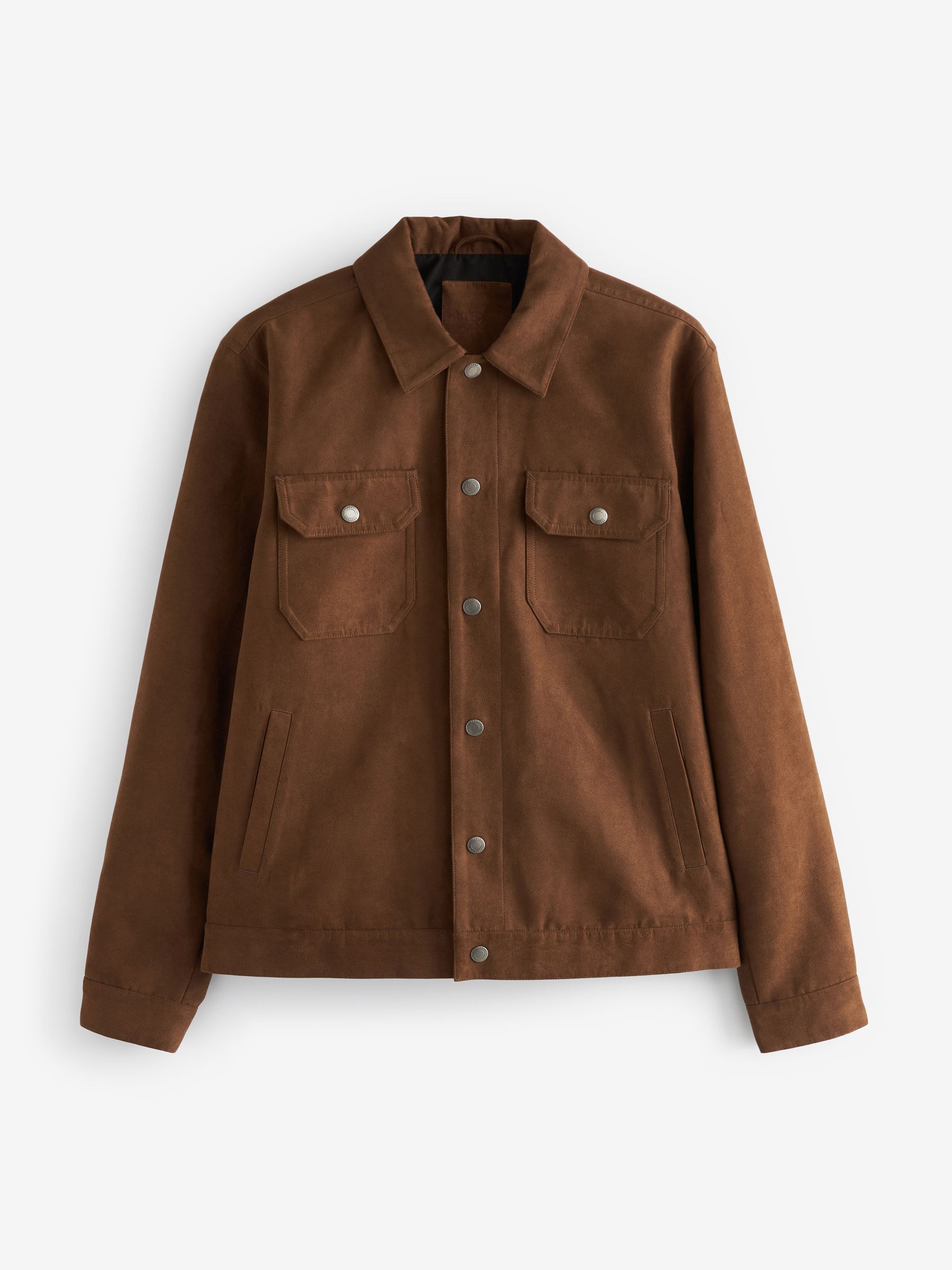 Buy Brown Faux Suede Collared Trucker Jacket from Next Luxembourg