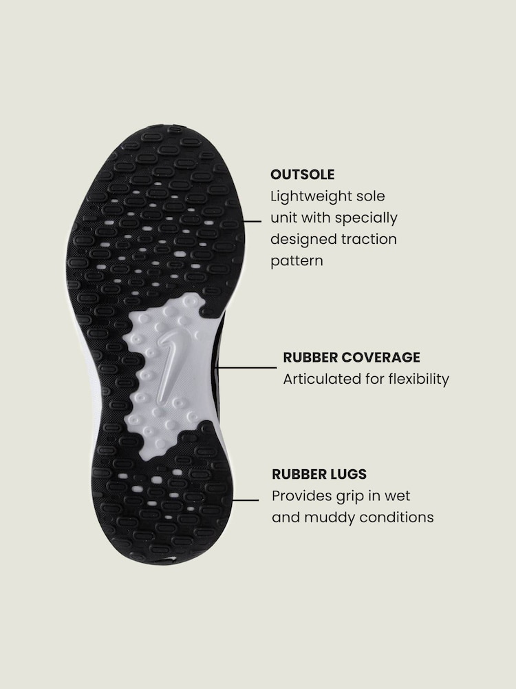 Nike Black/White Revolution 7 Road Running Trainers - Image 5 of 11