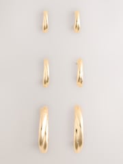 Gold Tone Hoop Earrings 3 Pack - Image 2 of 3