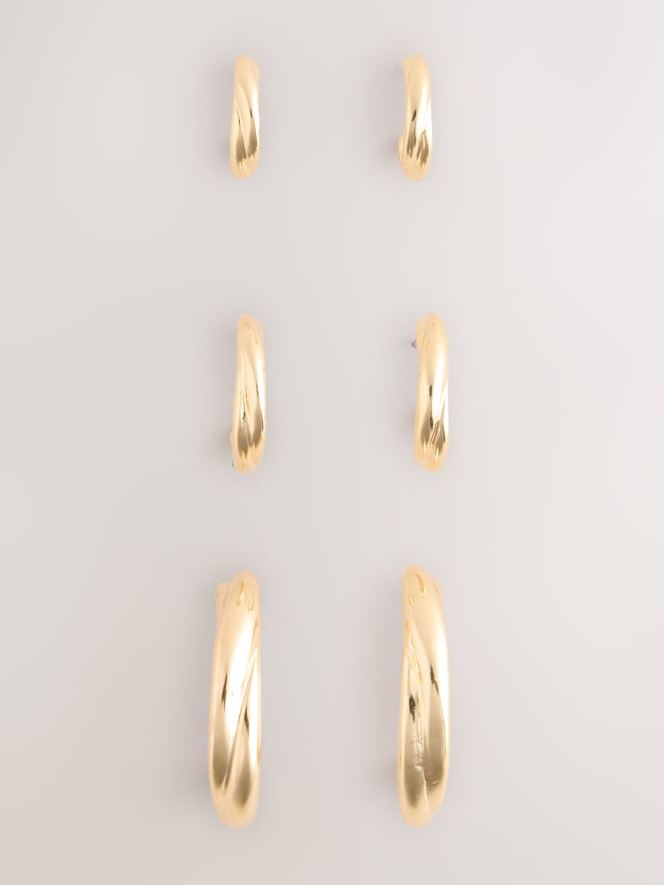 Gold Tone Hoop Earrings 3 Pack - Image 2 of 3