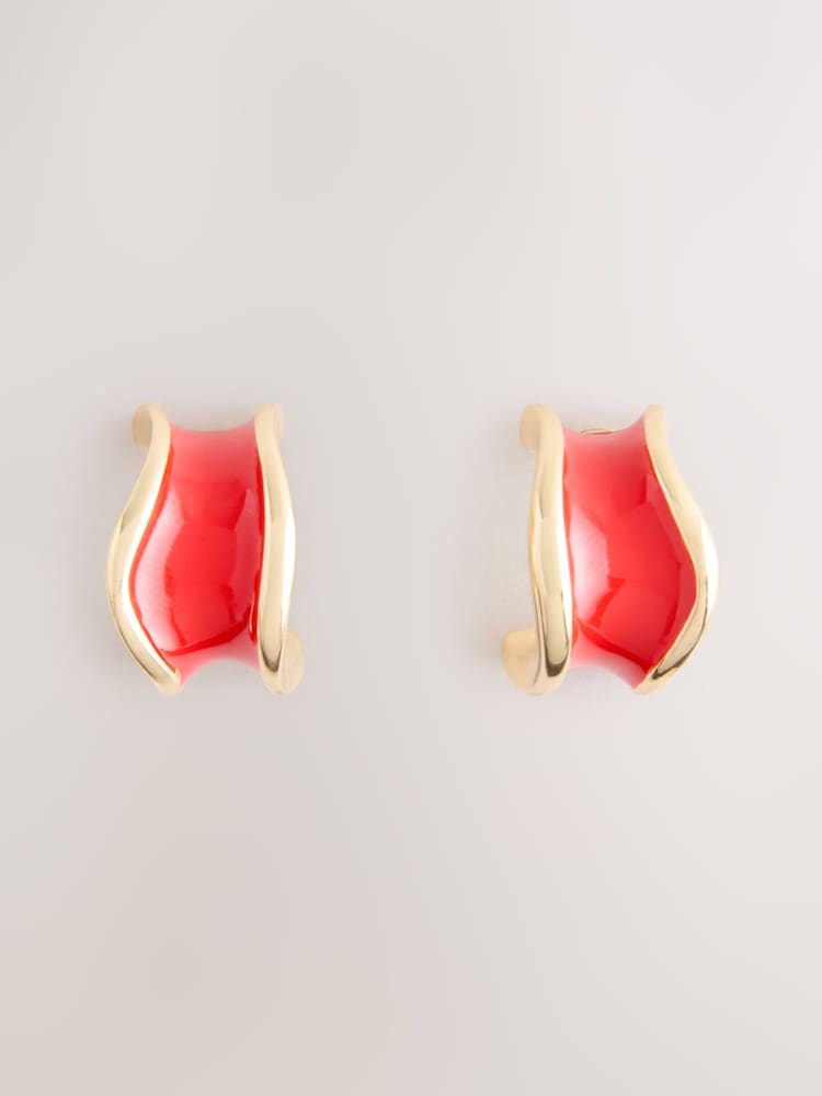 Red Enamel Hoop Earrings - Image 1 of 3