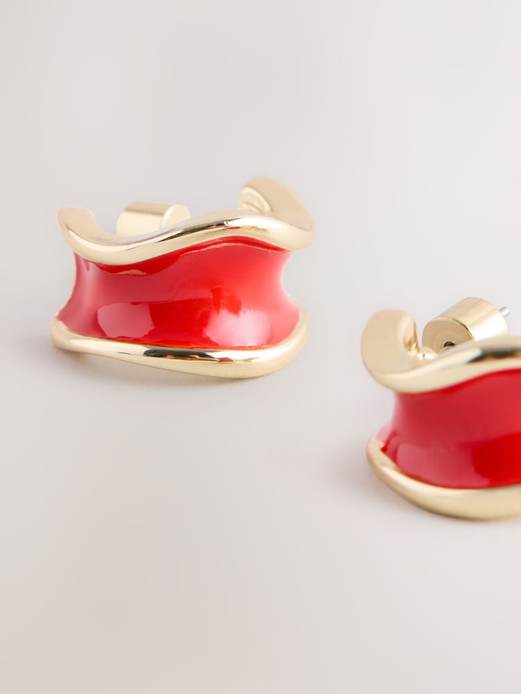 Red Enamel Hoop Earrings - Image 2 of 3