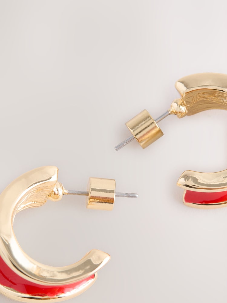 Red Enamel Hoop Earrings - Image 3 of 3