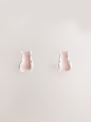 Pink Enamel Hoop Earrings - Image 1 of 3