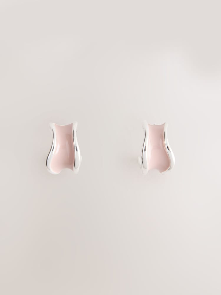 Pink Enamel Hoop Earrings - Image 1 of 3