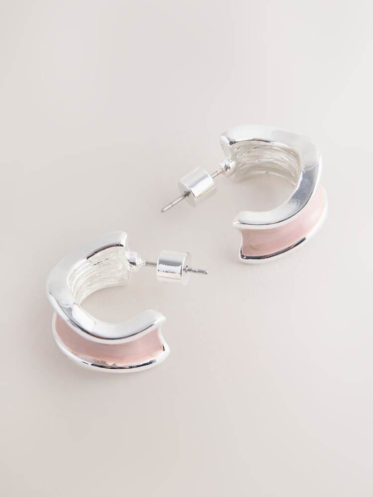 Pink Enamel Hoop Earrings - Image 3 of 3