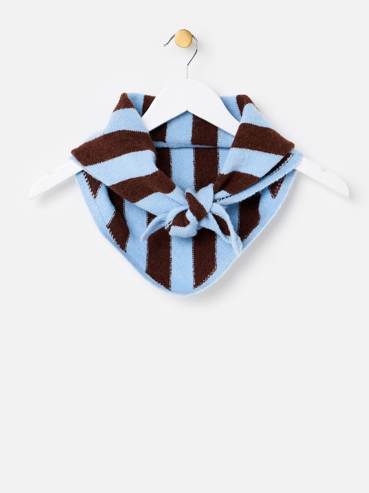 Oliver Bonas Blue Striped Knitted Triangle Scarf - Image 1 of 4 Oliver Bonas Blue Striped Knitted Triangle Scarf - Image 1 of 4