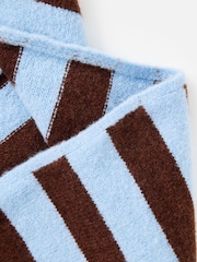 Oliver Bonas Blue Striped Knitted Triangle Scarf - Image 4 of 4