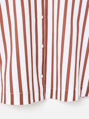 Oliver Bonas Mocha Brown & White Striped Frill Collar Cotton Shirt - Image 8 of 8