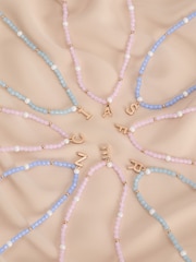 Gold Tone Initial Pastel Beaded Necklace - Image 1 of 17