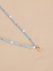 Gold Tone Initial Pastel Beaded Necklace - Image 13 of 17