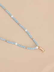 Gold Tone Initial Pastel Beaded Necklace - Image 15 of 17