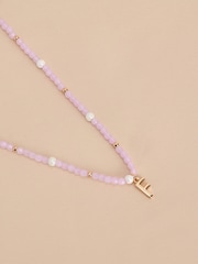 Gold Tone Initial Pastel Beaded Necklace - Image 16 of 17