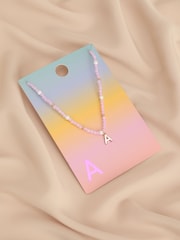 Gold Tone Initial Pastel Beaded Necklace - Image 17 of 17