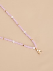 Gold Tone Initial Pastel Beaded Necklace - Image 2 of 17