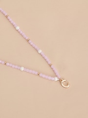 Gold Tone Initial Pastel Beaded Necklace - Image 3 of 17