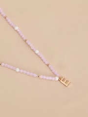 Gold Tone Initial Pastel Beaded Necklace - Image 4 of 17