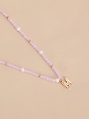 Gold Tone Initial Pastel Beaded Necklace - Image 5 of 17