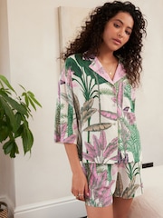 Green/Pink Button Through Short Set Pyjamas - Image 2 of 9