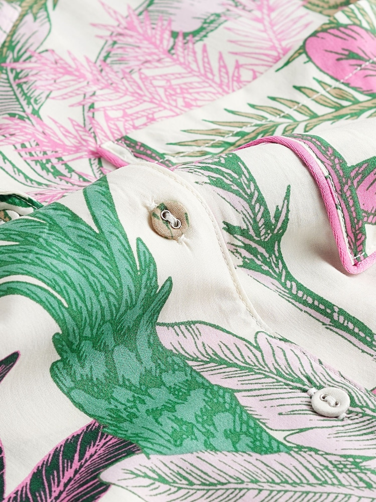 Green/Pink Button Through Short Set Pyjamas - Image 9 of 9