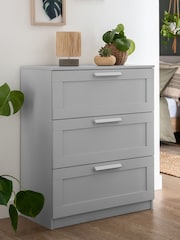 Grey Flynn 3 Drawer Chest of Drawers - Image 1 of 7