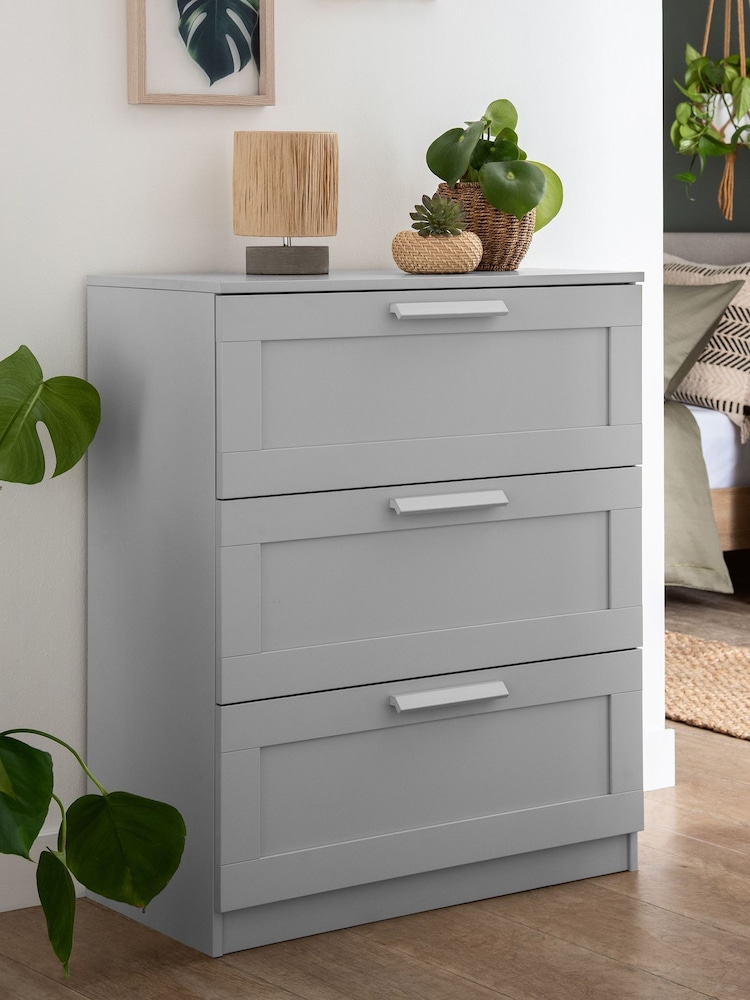 Grey Flynn 3 Drawer Chest of Drawers - Image 1 of 7