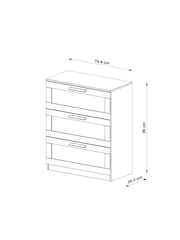 Grey Flynn 3 Drawer Chest of Drawers - Image 4 of 7