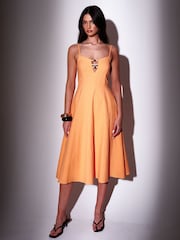Orange - South Beach Bead Detail Strappy A Line Midi Dress - Bild 1 von 4