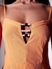 Orange - South Beach Bead Detail Strappy A Line Midi Dress - Bild 3 von 4