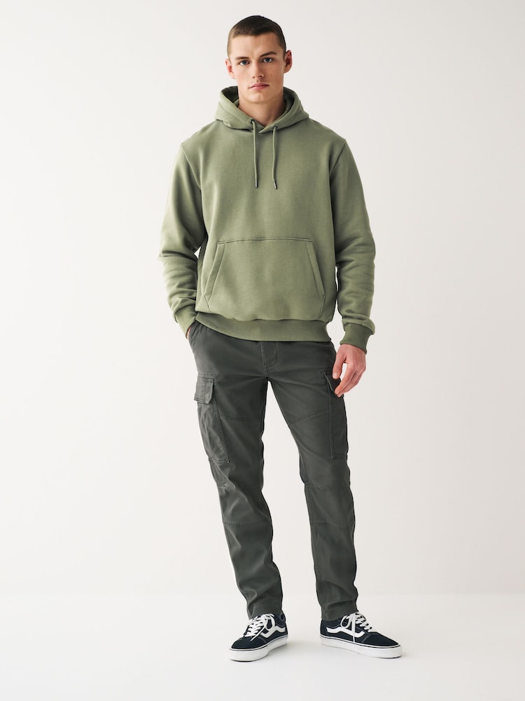 Dark Sage Overhead Hoodie Jersey Cotton Rich Overhead Hoodie - Image 2 of 7