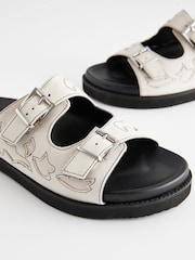 Bone Leather Western Footbed Sandals - Image 3 of 5