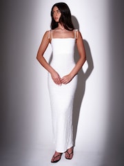 South Beach White Bead Strap Detail Frill Bodycon Maxi Dress - Image 1 of 4