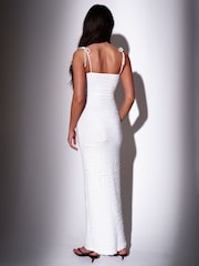 South Beach White Bead Strap Detail Frill Bodycon Maxi Dress - Image 2 of 4
