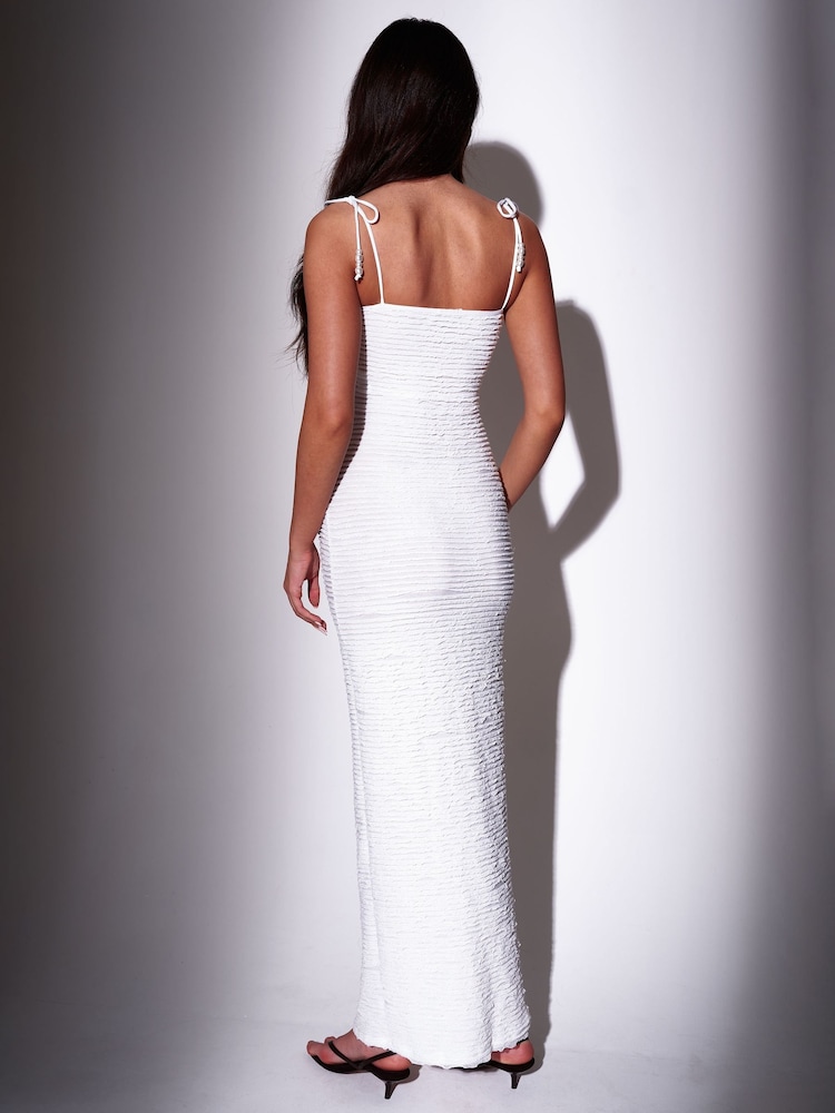 South Beach White Bead Strap Detail Frill Bodycon Maxi Dress - Image 2 of 4 South Beach White Bead Strap Detail Frill Bodycon Maxi Dress - Image 2 of 4