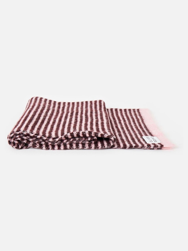 Oliver Bonas Pink Burgundy & Pink Striped Knitted Scarf - Image 2 of 5 Oliver Bonas Pink Burgundy & Pink Striped Knitted Scarf - Image 2 of 5