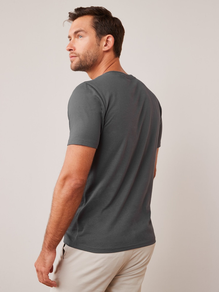 Grafitowy - Essential Crew Neck Cotton T-Shirt - Image 3 of 5