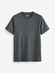 Grey Charcoal Slim Fit Essential Crew Neck Cotton T-Shirt - Image 5 of 5