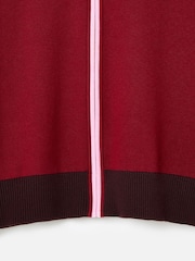 Oliver Bonas Pink & Burgundy Red Striped Collared Knitted Bomber Jacket - Image 6 of 6