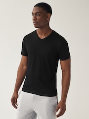 Black Regular Fit 100% Cotton V-Neck Underwear T-Shirts 5 Pack - Image 2 of 8