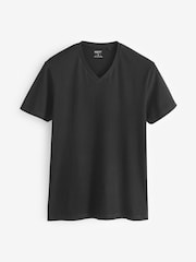 Black Regular Fit 100% Cotton V-Neck Underwear T-Shirts 5 Pack - Image 5 of 8
