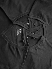 Black Regular Fit 100% Cotton V-Neck Underwear T-Shirts 5 Pack - Image 6 of 8