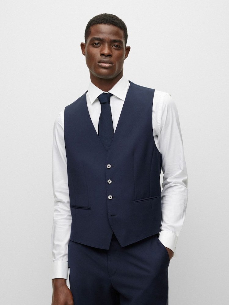 BOSS Blue BOSS Regular Fit Jasper Wool Mix Waistcoat - Image 2 of 5