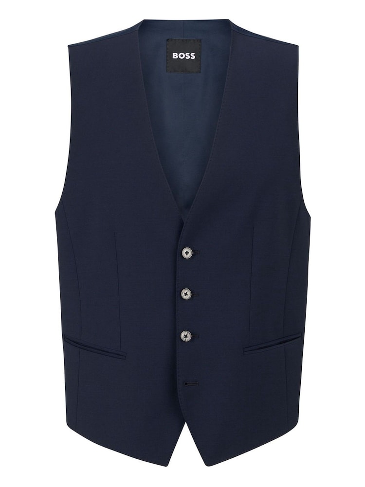 BOSS Blue BOSS Regular Fit Jasper Wool Mix Waistcoat - Image 5 of 5
