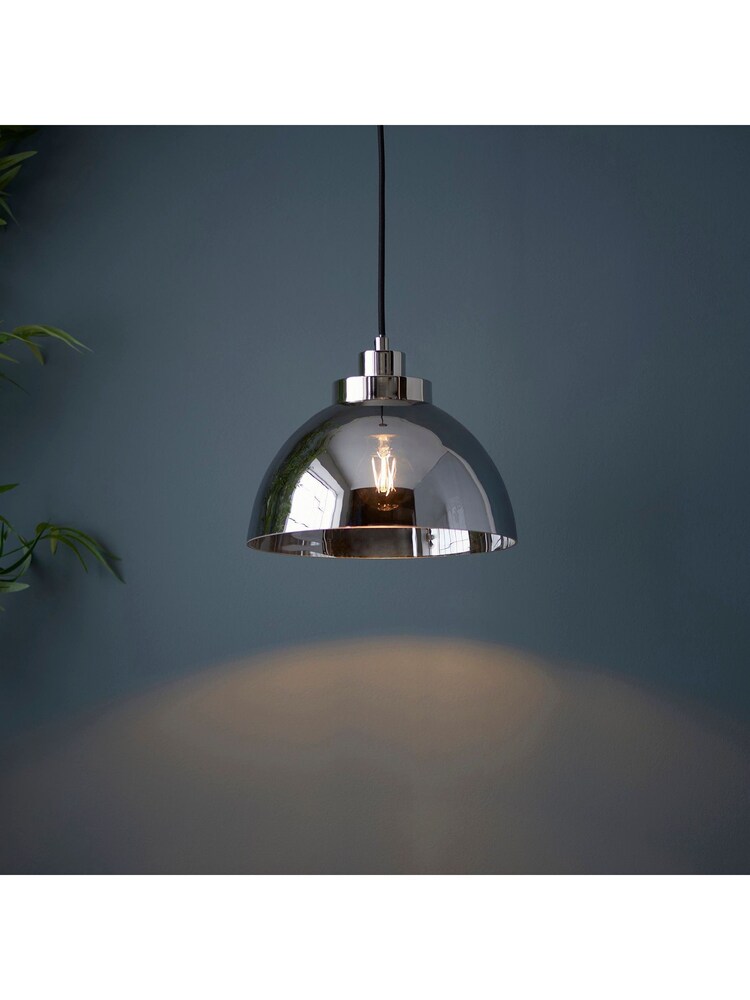 Gallery Home Silver Cambell 1 Bulb Pendant Ceiling Light - Image 2 of 3