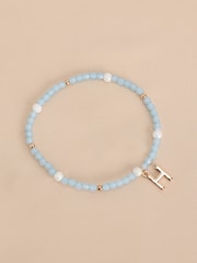 Gold Tone Inital Pastel Stretch Beaded Bracelet Letter - Image 10 of 17