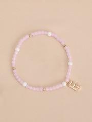 Gold Tone Inital Pastel Stretch Beaded Bracelet Letter - Image 13 of 17