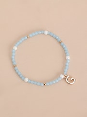 Gold Tone Inital Pastel Stretch Beaded Bracelet Letter - Image 14 of 17