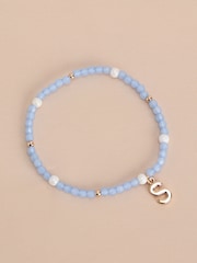 Gold Tone Inital Pastel Stretch Beaded Bracelet Letter - Image 2 of 17